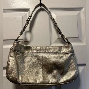 Ellen Tracy brushed gold leather handbag